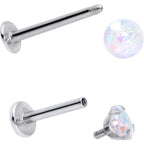 16G 5/16 3/8 Aurora Gem White Faux Opal Labret Monroe Set of 4