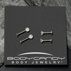 16G 5/16 3/8 Aurora Gem White Faux Opal Labret Monroe Set of 4