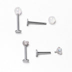 16G 5/16 3/8 Aurora Gem White Faux Opal Labret Monroe Set of 4