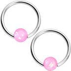 16G 3/8 Pink Faux Opal Horseshoe BCR Captive Ring Set of 4