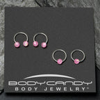 16G 3/8 Pink Faux Opal Horseshoe BCR Captive Ring Set of 4