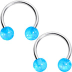 16G 3/8 Blue Faux Opal Horseshoe BCR Captive Ring Set of 4