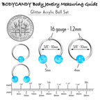 16G 3/8 Blue Faux Opal Horseshoe BCR Captive Ring Set of 4