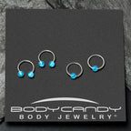 16G 3/8 Blue Faux Opal Horseshoe BCR Captive Ring Set of 4