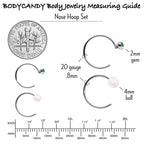 20G 5/16 Nose Hoop Gem Faux Opal Pack Dynasty Nose Ring Set of 6