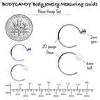 20G 5/16 Nose Hoop Gem Faux Opal Pack Pretty Nose Ring Set of 6