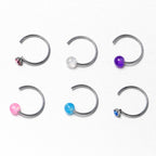 20G 5/16 Nose Hoop Gem Faux Opal Pack Pretty Nose Ring Set of 6