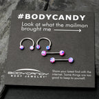 14G 9/16 1/2 Splatter Blue Pink Barbell Horseshoe Nipple Ring Set of 4