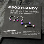 14G 9/16 1/2 Splatter Green Purple Barbell Horseshoe Nipple Ring Set of 4