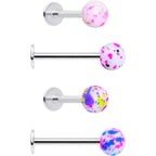 16G 3/8 Splatter Pink Blue Labret Monroe Tragus Set of 4