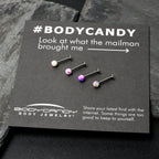 16G 3/8 Splatter Pink Blue Labret Monroe Tragus Set of 4