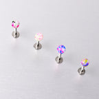 16G 3/8 Splatter Pink Blue Labret Monroe Tragus Set of 4