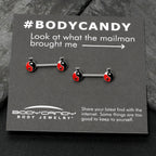 14G 9/16 Clear Gem Ladybug Yin Yang Barbell Nipple Ring Set