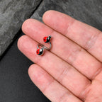 Clear Gem Ladybug Yin Yang Spiral Twister Belly Ring