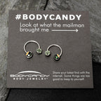 14G 9/16 Green Gem Shamrock Pot of Gold Horseshoe Nipple Ring Set
