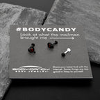 16G 5/16 Red CZ Gem Black Skull Passion Heart Labret Tragus Curation Set of 3