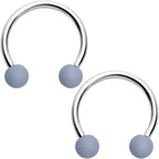 16G 3/8 Matte Black White Grey Horseshoe Circular Barbell Set of 6