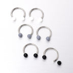 16G 3/8 Matte Black White Grey Horseshoe Circular Barbell Set of 6