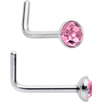 20G 1/4 Pink Gem Purple Pink Faux Opal Pack L Shape Nose Ring Set of 6