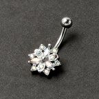 16G 5/16 Aurora CZ Gem Snowflake Style Curved Eyebrow Ring