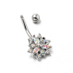 16G 5/16 Aurora CZ Gem Snowflake Style Curved Eyebrow Ring