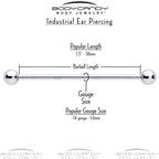 14G Aurora CZ Gem Snowflake Style Industrial Barbell 38mm