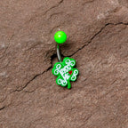 UV Glow Kiss Me Shamrock St Patricks Day Belly Ring