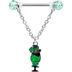 14G 9/16 Fancy Leprechaun St Patricks Chain Dangle Nipple Ring Set