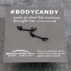 14G 9/16 Black Subtle Bat Barbell Nipple Ring Set