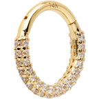 16G 5/16 14k Yellow Gold CZ Paved Ultra Luxe Hinged Circular Segment Ring