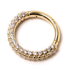 16G 5/16 14k Yellow Gold CZ Paved Ultra Luxe Hinged Circular Segment Ring