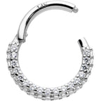 16G 5/16 14k White Gold CZ Paved Ultra Luxe Hinged Circular Segment Ring