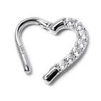 16G 5/16 14k White Gold CZ Paved Ultra Luxe Left Hinged Heart Segment Ring