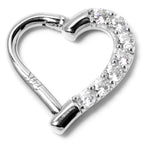 16G 5/16 14k White Gold CZ Paved Ultra Luxe Left Hinged Heart Segment Ring