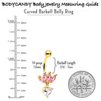 Clear Pink CZ Gem Gold Tone Crown And Heart Dangle Belly Ring