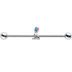 14G Easter Bunny Red Blue Ears Industrial Barbell 38mm