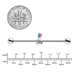 14G Easter Bunny Red Blue Ears Industrial Barbell 38mm