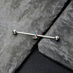 14G Easter Bunny Red Blue Ears Industrial Barbell 38mm