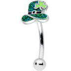 16G 5/16 Glitter Top Hat Shamrock St Patricks Curved Eyebrow Ring