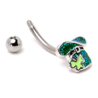16G 5/16 Glitter Top Hat Shamrock St Patricks Curved Eyebrow Ring