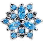 16G 5/16 Blue CZ Gem Snowflake Blues Labret Monroe Tragus