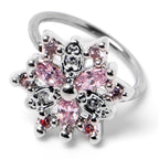 20G 5/16 Pink Clear CZ Gem Snowflake Nose Hoop