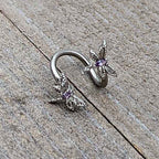 Purple CZ Gem Open Dragonfly Spiral Twister Belly Ring