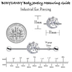 14G Clear CZ Gem Heart Web Moon Industrial Barbell 38mm