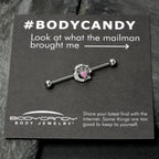 14G Pink CZ Gem Heart Web Moon Industrial Barbell 38mm