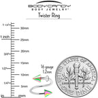 16G 3/8 Rainbow Cone Ends Spiral Twister Eyebrow Ring