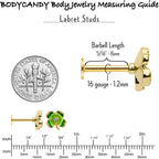 16G 5/16 Clear Gem Gold Tone Lucky Shamrock Labret Monroe Tragus