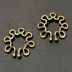 Gold Tone Trippy Flower Clip On Fake Nipple Ring Set