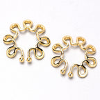 Gold Tone Trippy Flower Clip On Fake Nipple Ring Set