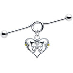 14G Yellow CZ Gem Heart Flower Butterfly Project Bar 38mm